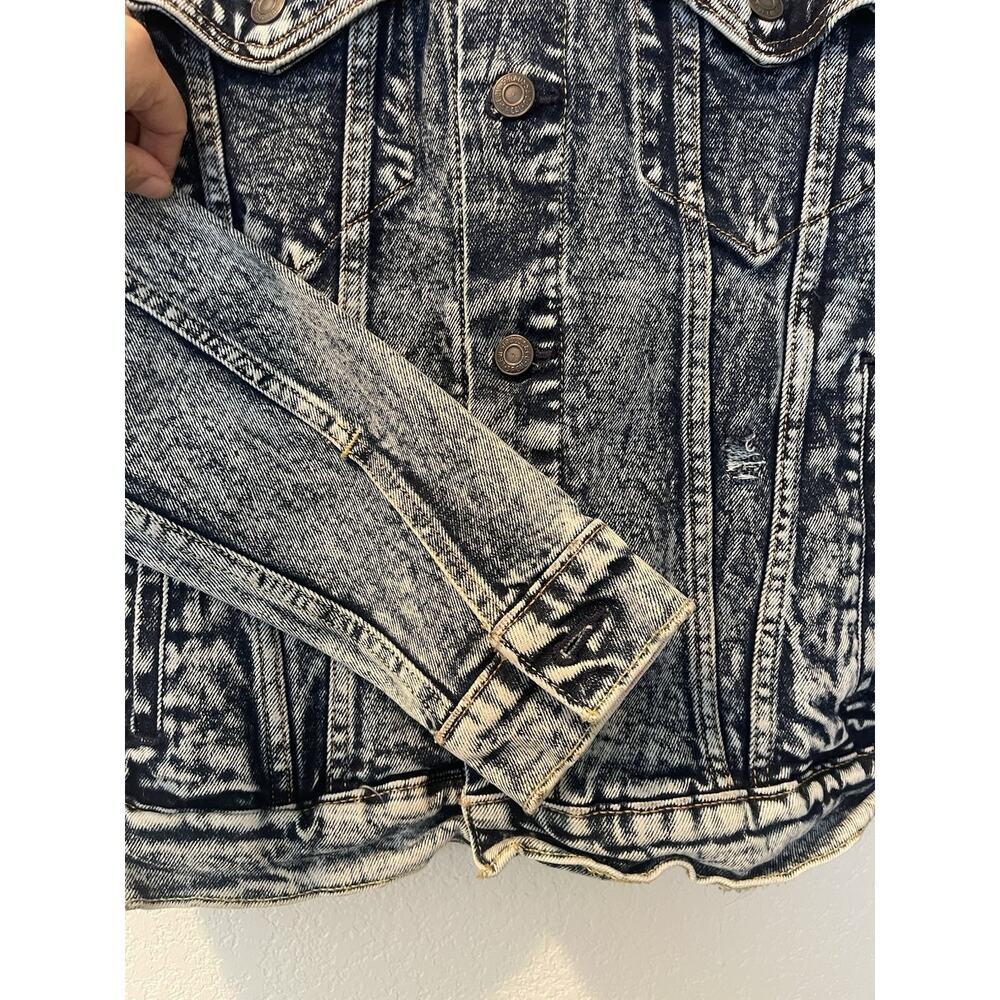 Levi's Acid Wash Denim Jacket Men’s Small Blue Denim Trucker Retro 72334-0335 - Picture 5 of 12